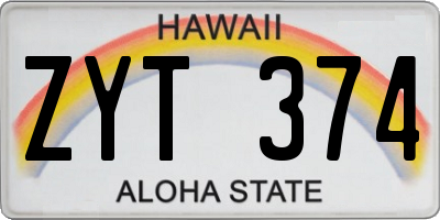 HI license plate ZYT374