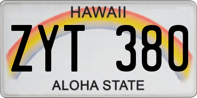HI license plate ZYT380
