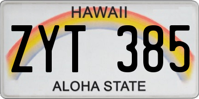 HI license plate ZYT385