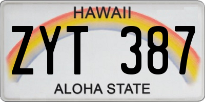 HI license plate ZYT387