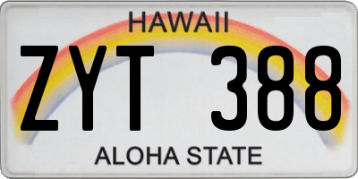 HI license plate ZYT388