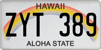 HI license plate ZYT389