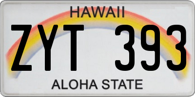 HI license plate ZYT393