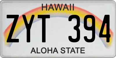 HI license plate ZYT394
