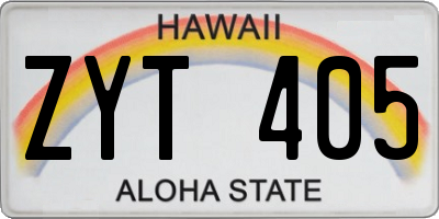 HI license plate ZYT405