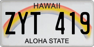 HI license plate ZYT419