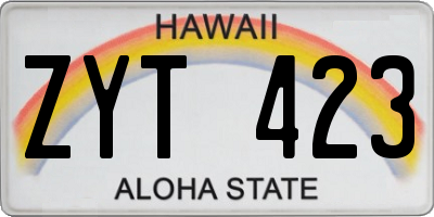 HI license plate ZYT423