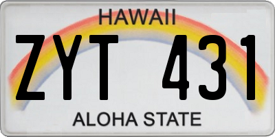 HI license plate ZYT431
