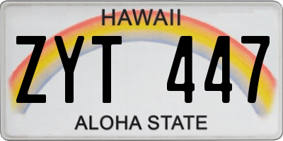 HI license plate ZYT447