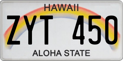 HI license plate ZYT450