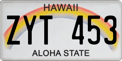 HI license plate ZYT453