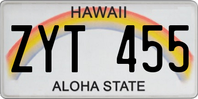 HI license plate ZYT455