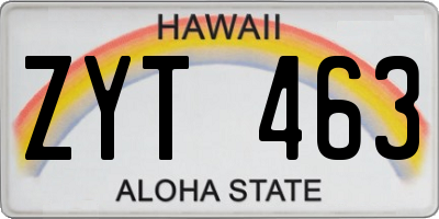 HI license plate ZYT463