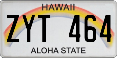 HI license plate ZYT464