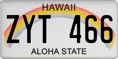 HI license plate ZYT466