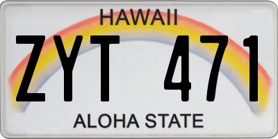 HI license plate ZYT471