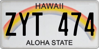 HI license plate ZYT474