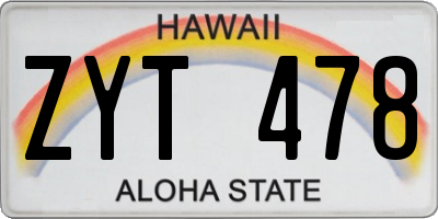 HI license plate ZYT478