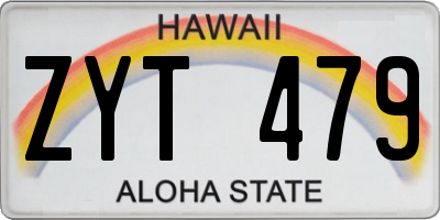 HI license plate ZYT479