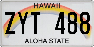HI license plate ZYT488
