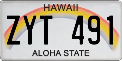HI license plate ZYT491