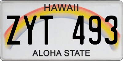 HI license plate ZYT493