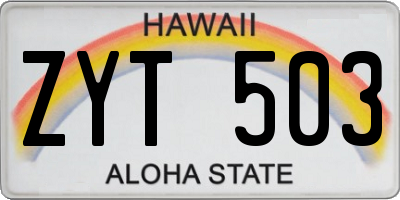 HI license plate ZYT503