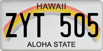 HI license plate ZYT505