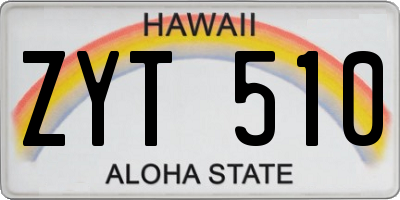 HI license plate ZYT510