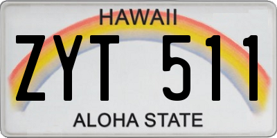 HI license plate ZYT511