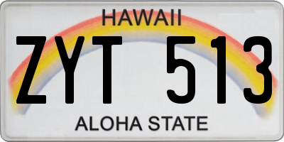 HI license plate ZYT513