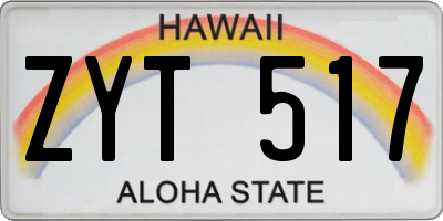 HI license plate ZYT517