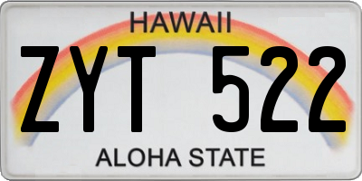 HI license plate ZYT522