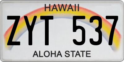 HI license plate ZYT537