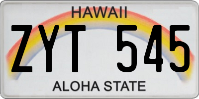 HI license plate ZYT545