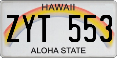 HI license plate ZYT553