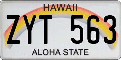 HI license plate ZYT563