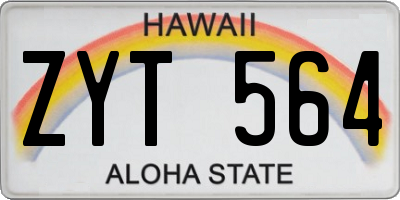 HI license plate ZYT564