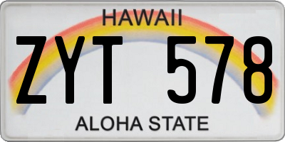 HI license plate ZYT578