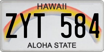 HI license plate ZYT584
