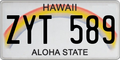 HI license plate ZYT589