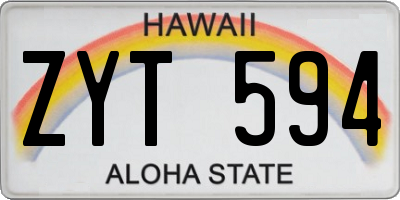 HI license plate ZYT594