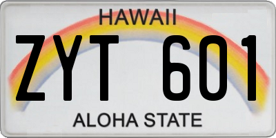 HI license plate ZYT601