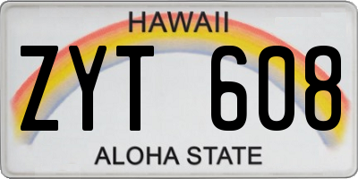 HI license plate ZYT608