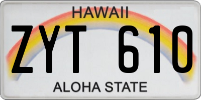 HI license plate ZYT610