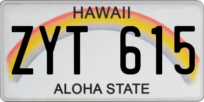 HI license plate ZYT615