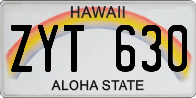 HI license plate ZYT630