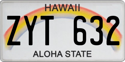 HI license plate ZYT632