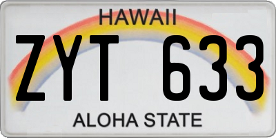 HI license plate ZYT633