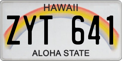HI license plate ZYT641